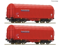 Roco 6600226 - H0 - 2-tlg. Set Schiebeplanenwagen NACCO, Ep. IV